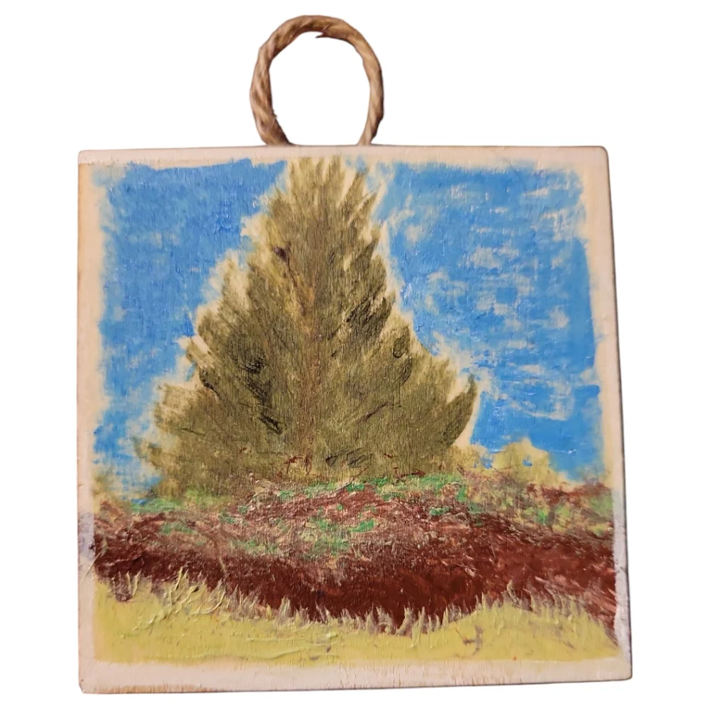 Anna's Creations Handcrafted Square Painted Wood Pine Perfect Picture Ornament